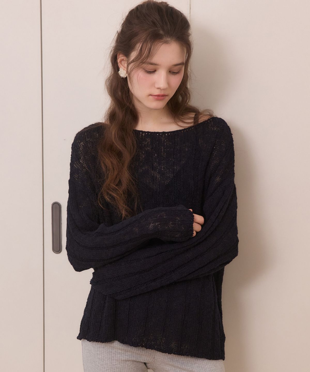 어다울(ADAUL) Soft bloom cable knit - navy