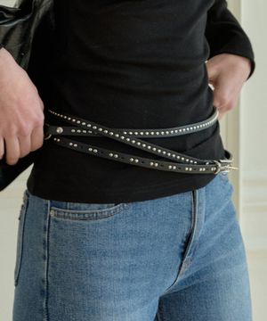 DOUBLE STUD SLIM BELT_BLACK