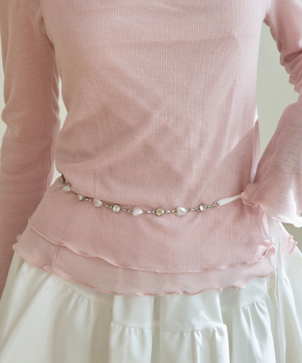 핑크파인애플(PINK PINEAPPLE) SWEET PEARL HEART BELT_SILVER