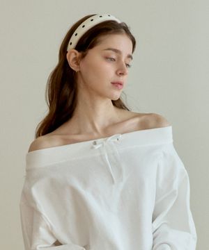 PUFFY DOTTY HAIR BAND_IVORY