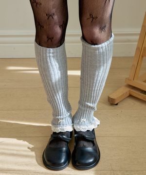 DAY LACE KNIT LEG WARMER_CHARCOAL