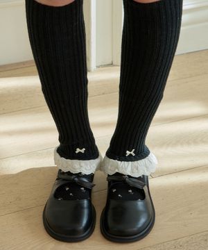 DAY LACE KNIT LEG WARMER_BLACK