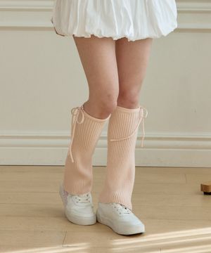 RIBBON BELL KNIT LEG WARMER_PINK