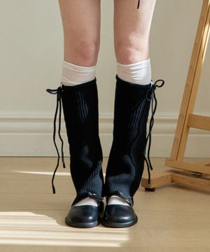 RIBBON BELL KNIT LEG WARMER_BLACK