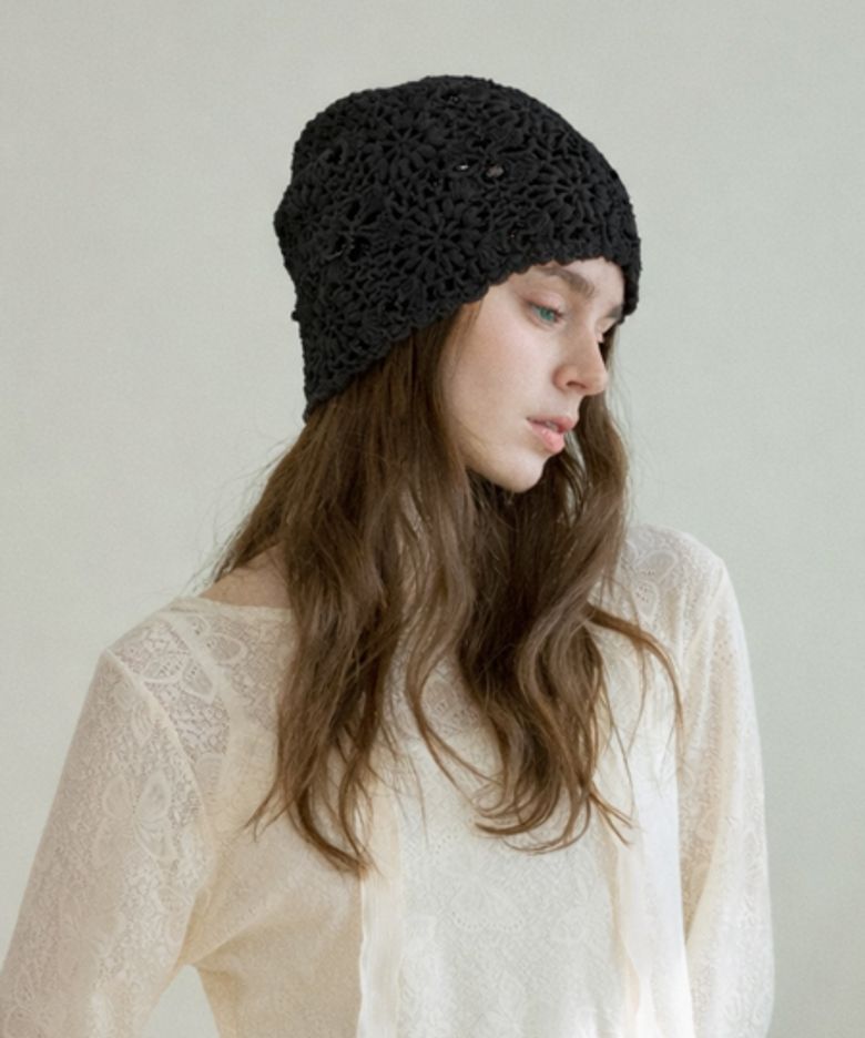 POSY CROCHET BEANIE_BLACK