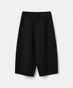 Double Faced Oval Silhouette Culotte Pants_Black