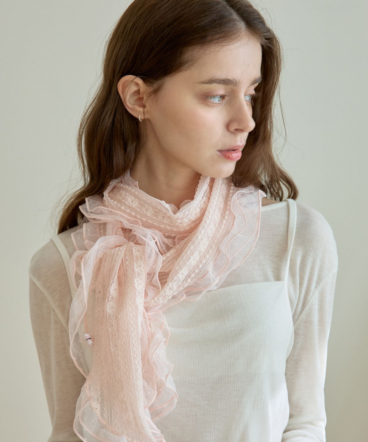 핑크파인애플(PINK PINEAPPLE) TENDER DOT LACE MUFFLER_PINK