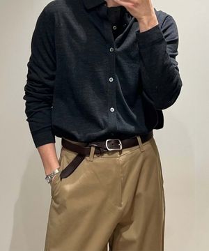 스퀘어 레더 벨트_BROWN