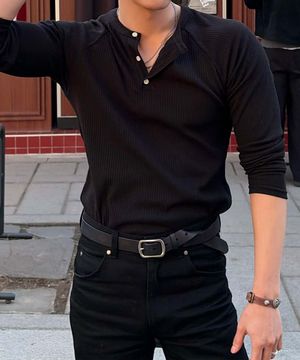 스퀘어 레더 벨트_BLACK