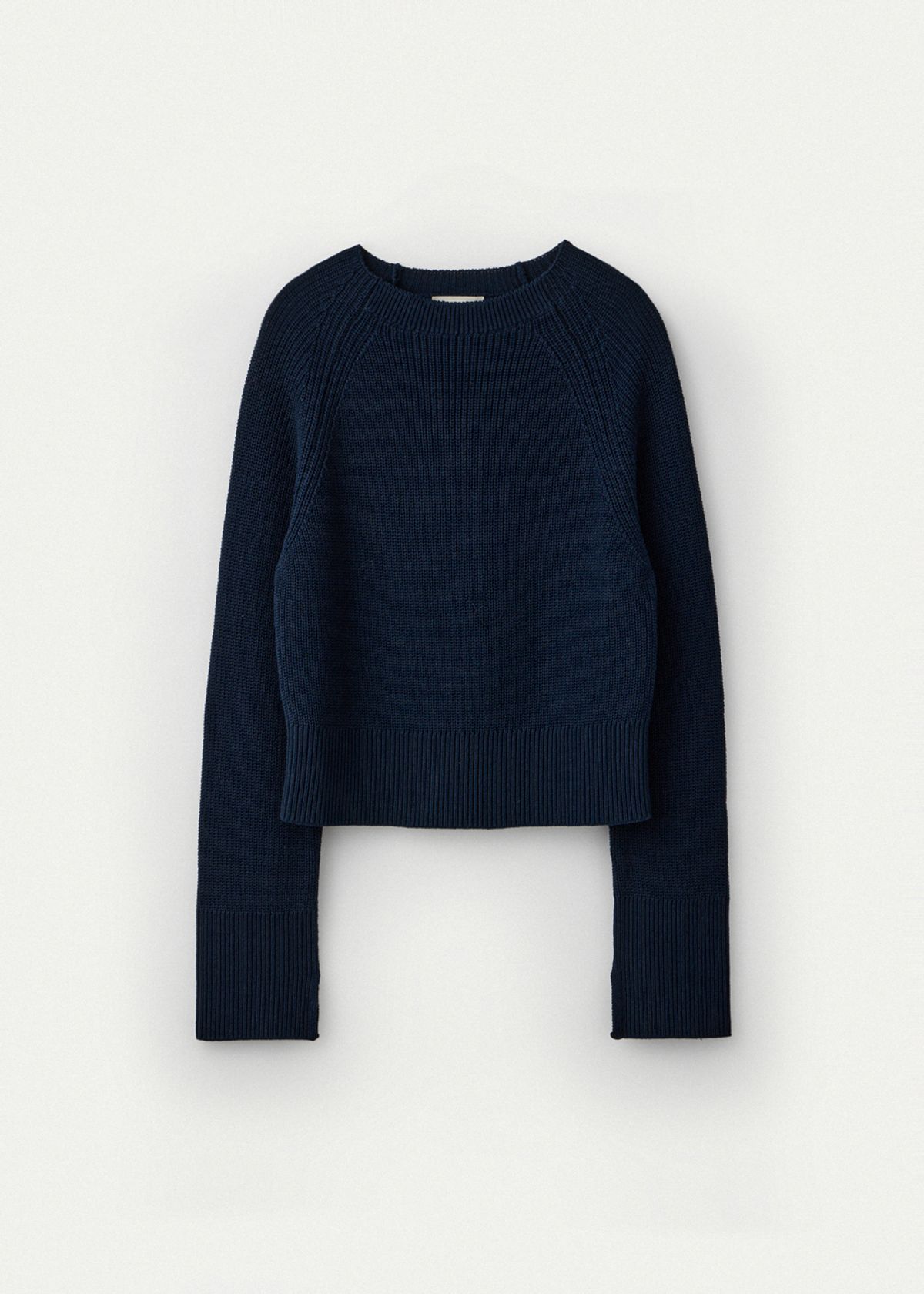 우마뭉(UMARMUNG) Italian Orgarnic Cotton Yarn Ribbed Pullover_Marine