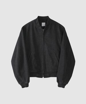 워시드 데님 블루종 - 블랙