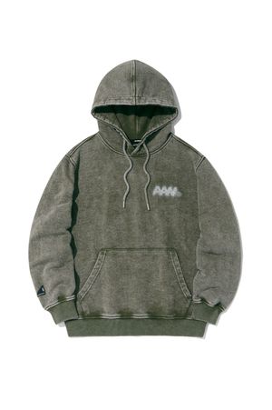올어바웃뉴 로고 솔트 워싱 후드 풀오버 D카키 ANA1TH02ADK