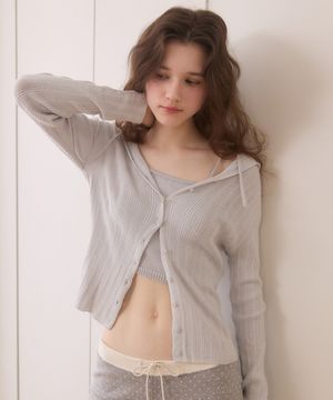 Tight button cardigan - bluegrey