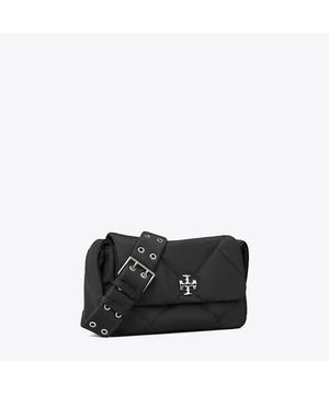 키라 다이아몬드 퀼트 나일론 메신저백 - 블랙