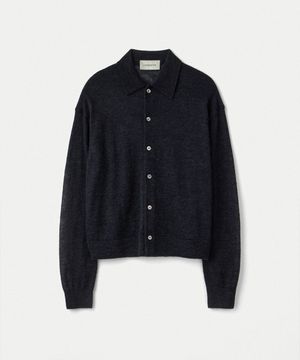 Italian Mohair Shirts Collared Cardigan_Black