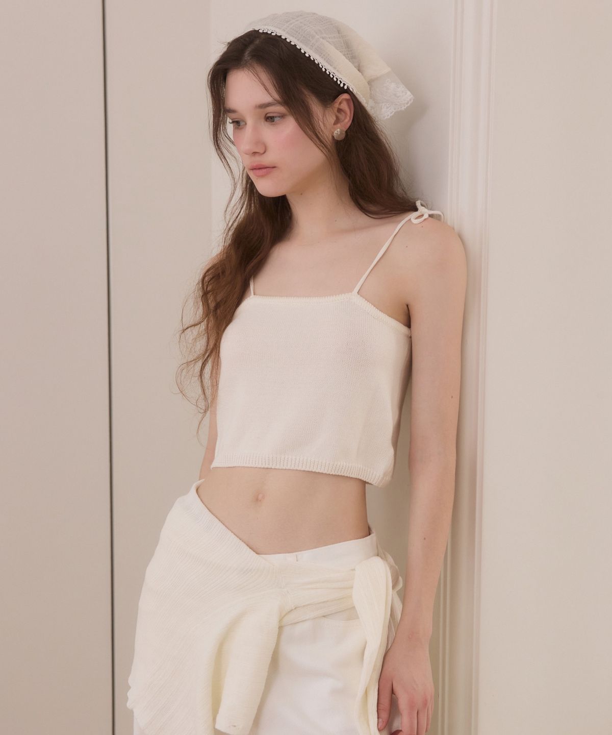 어다울(ADAUL) Minimal ribbon bustier - ivory