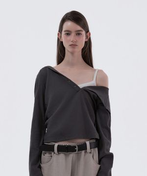 Half Open Hooded Top - Charcoal