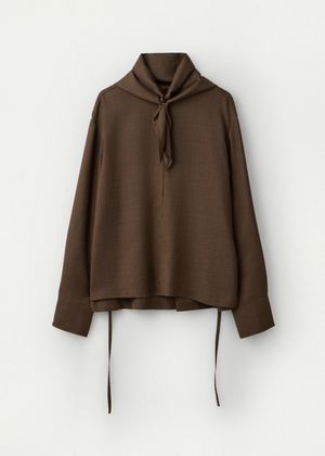Japanese Tropical Wool Cuffed Sleeve Pullover_Taupe