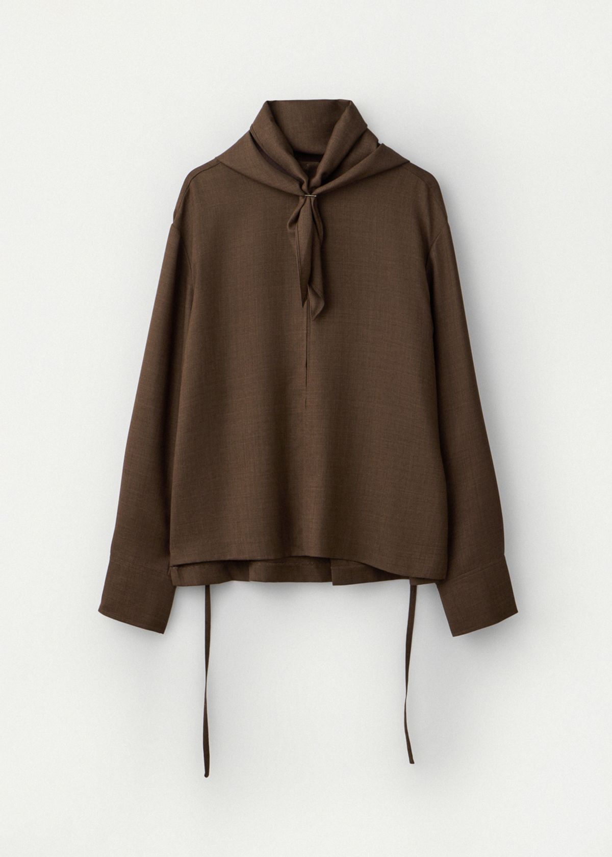 우마뭉(UMARMUNG) Japanese Tropical Wool Cuffed Sleeve Pullover_Taupe