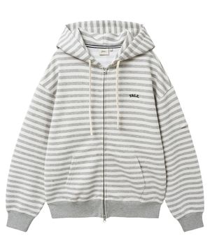 스몰 아치 스트라이프 후드 집업_라이트 그레이