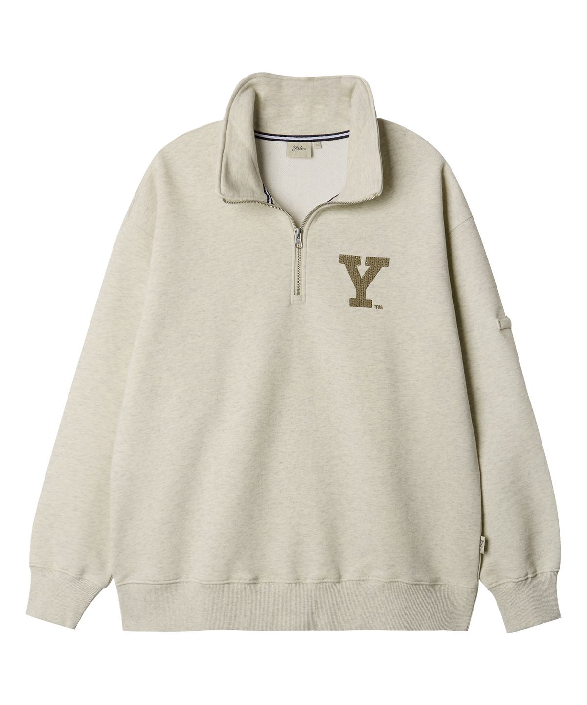 예일(YALE) Y 로고 하프집업 스웻셔츠_오트밀