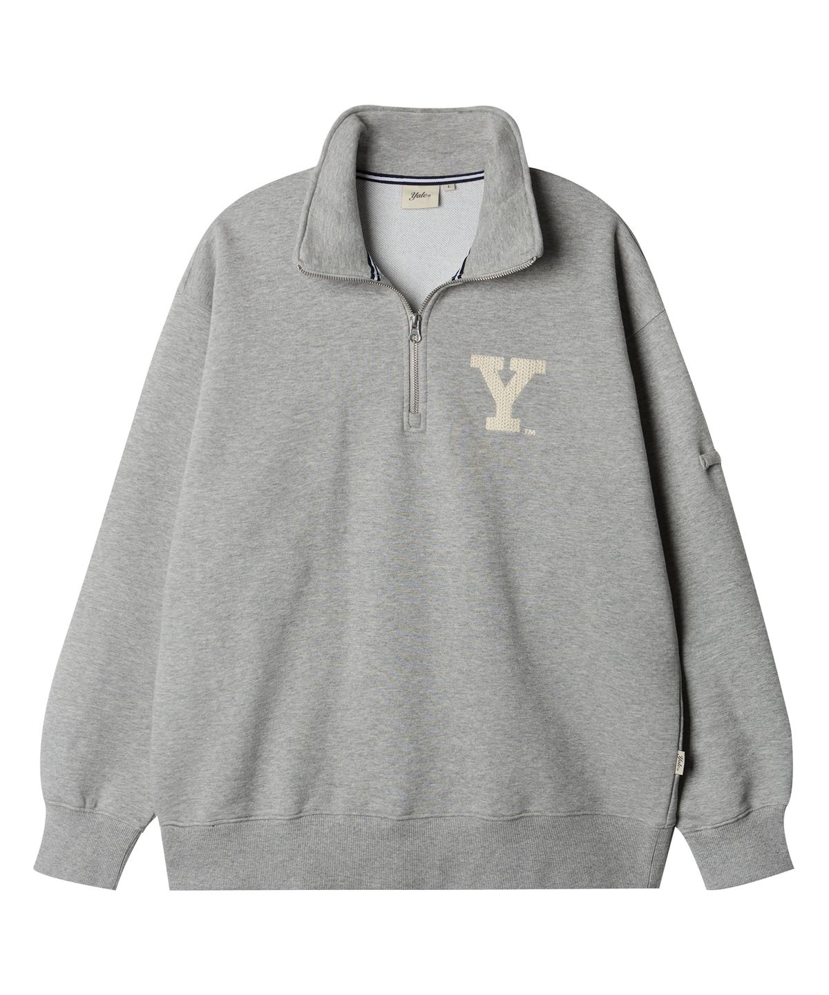 예일(YALE) Y 로고 하프집업 스웻셔츠_그레이