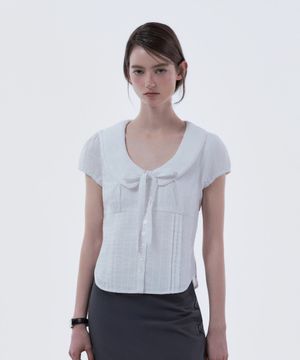 Rosie Lace Trimmed Tie Blouse - Ivory