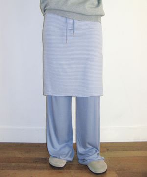 STITCH LAYERED MIDI SKIRT PANTS BLUE