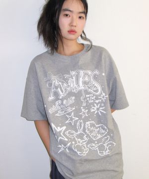 RABBIT ART DRAWING TEE GREY