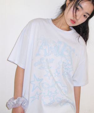 RABBIT ART DRAWING TEE BLUE