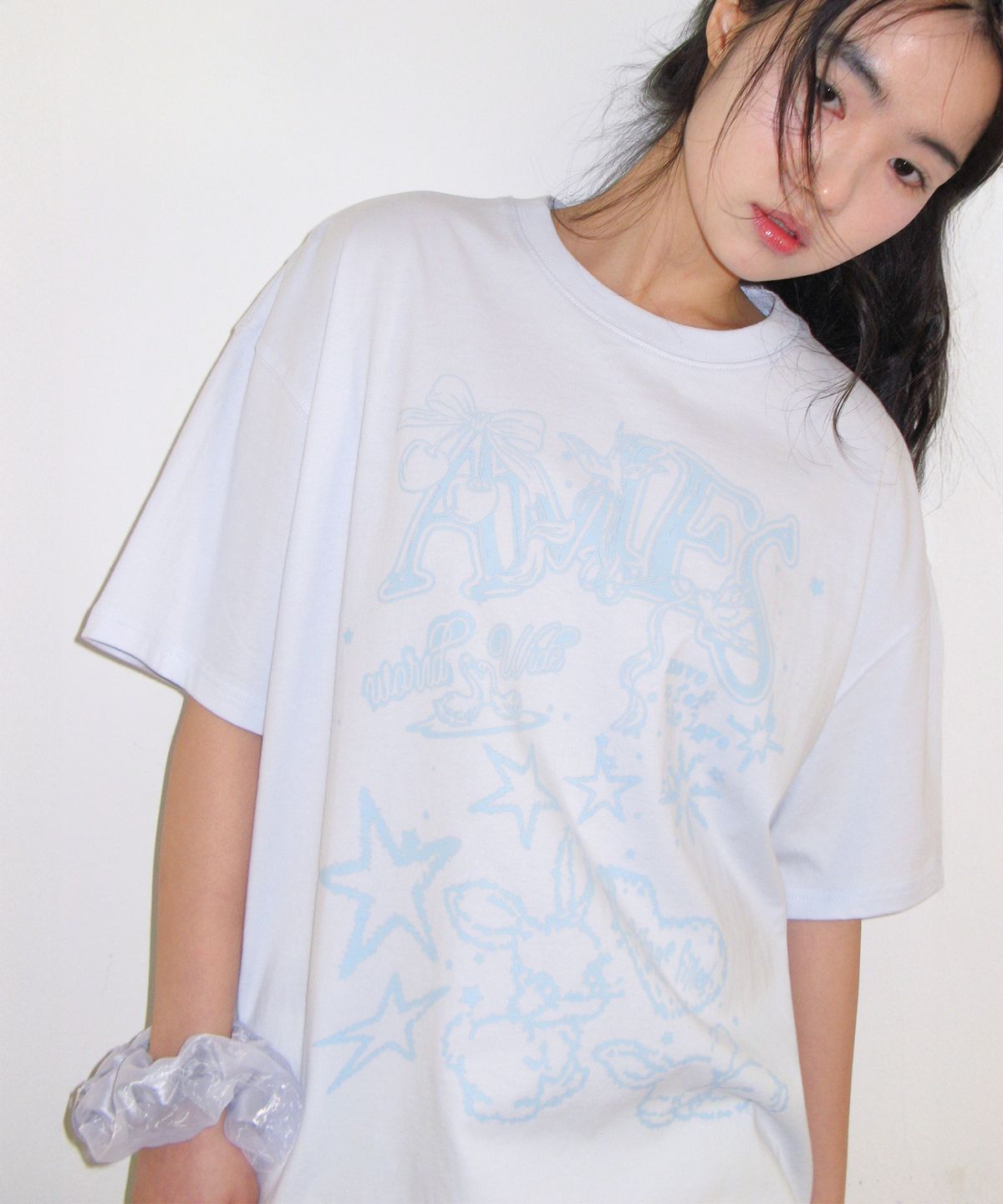 아메스 월드와이드(AMES-WORLDWIDE) RABBIT ART DRAWING TEE BLUE