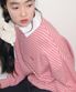RUGBY STRIPE SWEATSHIRT PINK