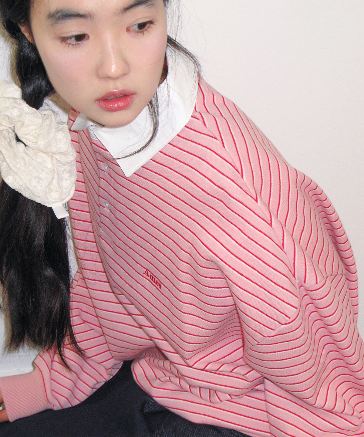 아메스 월드와이드(AMES-WORLDWIDE) RUGBY STRIPE SWEATSHIRT PINK