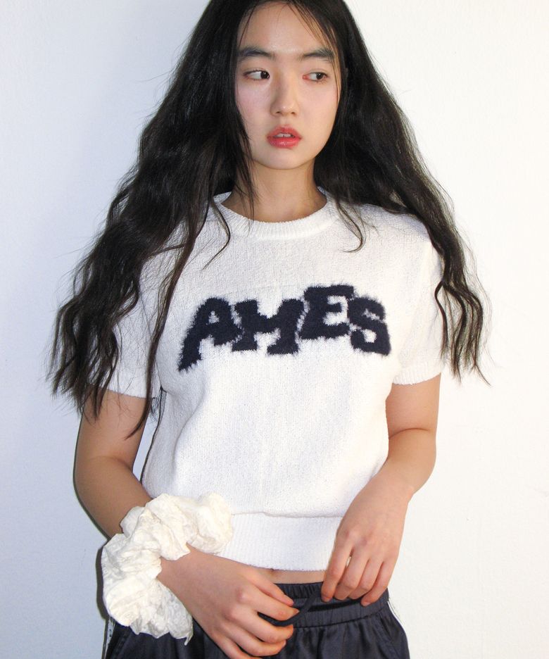 HAIRY LOGO SHORT SLEEVE KNIT IVORY