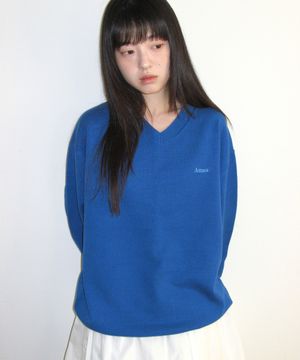 BASIC V NECK KNIT BLUE