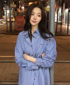 OVER FIT STRIPE SHIRTS BLUE