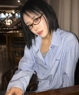 OVER FIT STRIPE SHIRTS LIGHT BLUE