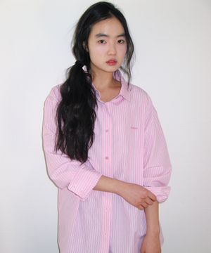 OVER FIT STRIPE SHIRTS PINK