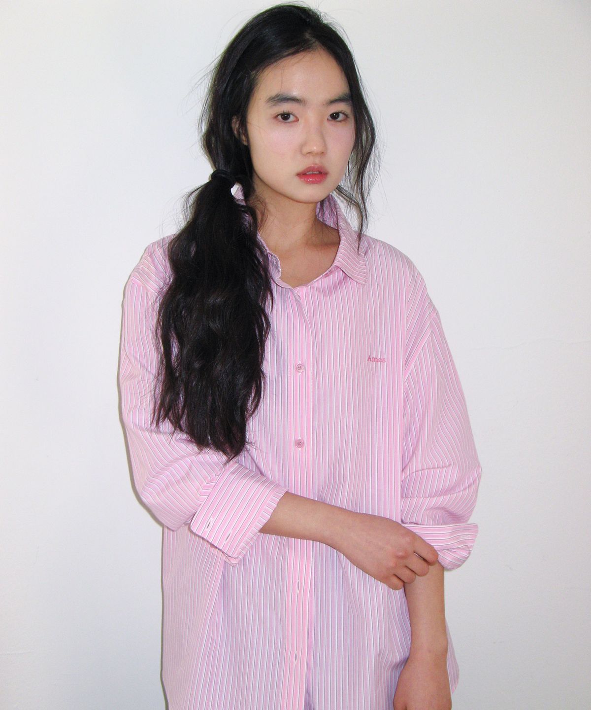 아메스 월드와이드(AMES-WORLDWIDE) OVER FIT STRIPE SHIRTS PINK
