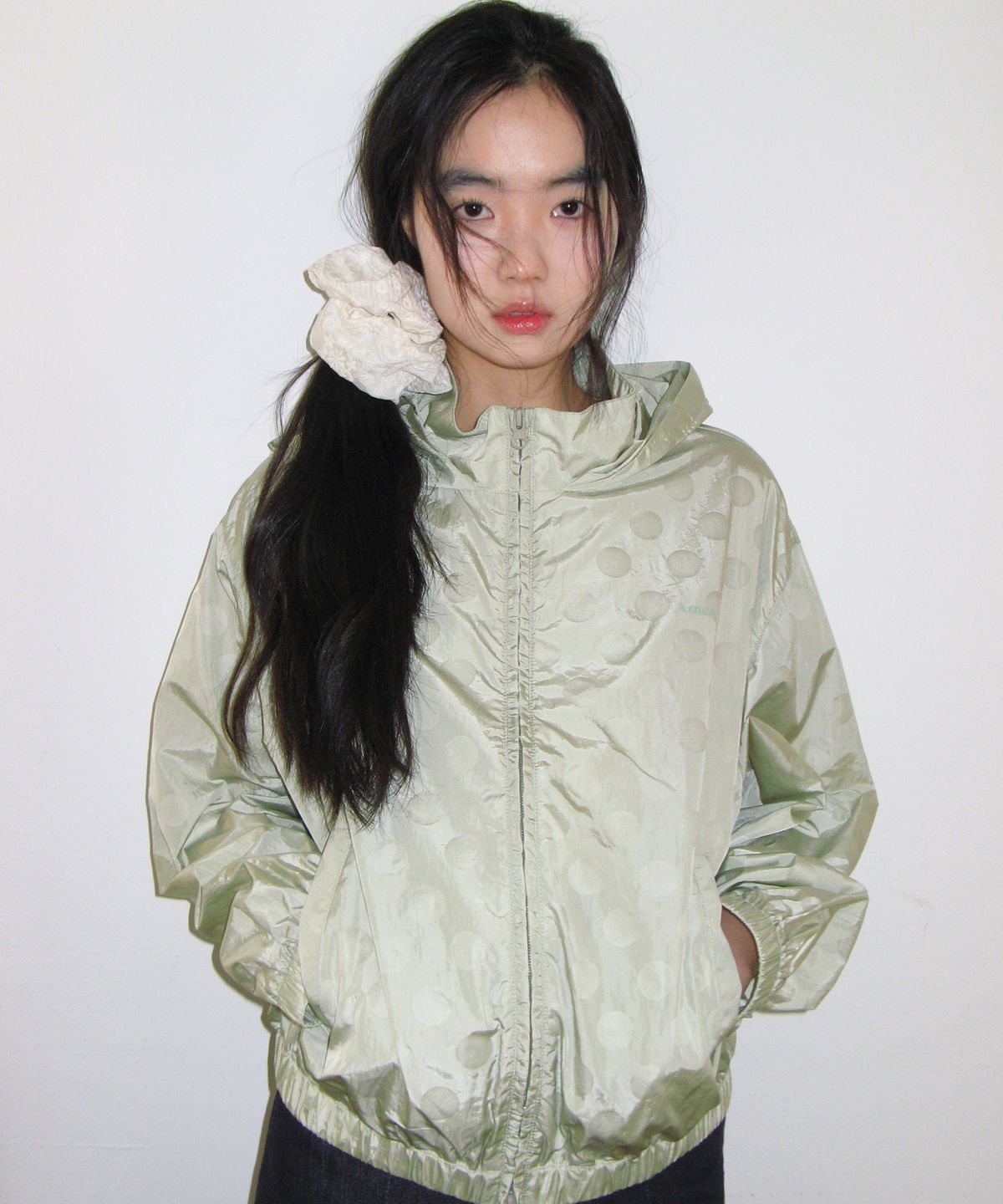 아메스 월드와이드(AMES-WORLDWIDE) GLOSSY DOT WINDBREAKER GREEN