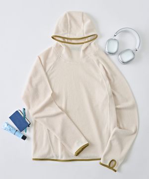 핑거 홀 플리스 후디 (아이보리)