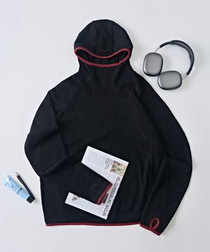 핑거 홀 플리스 후디 (블랙)