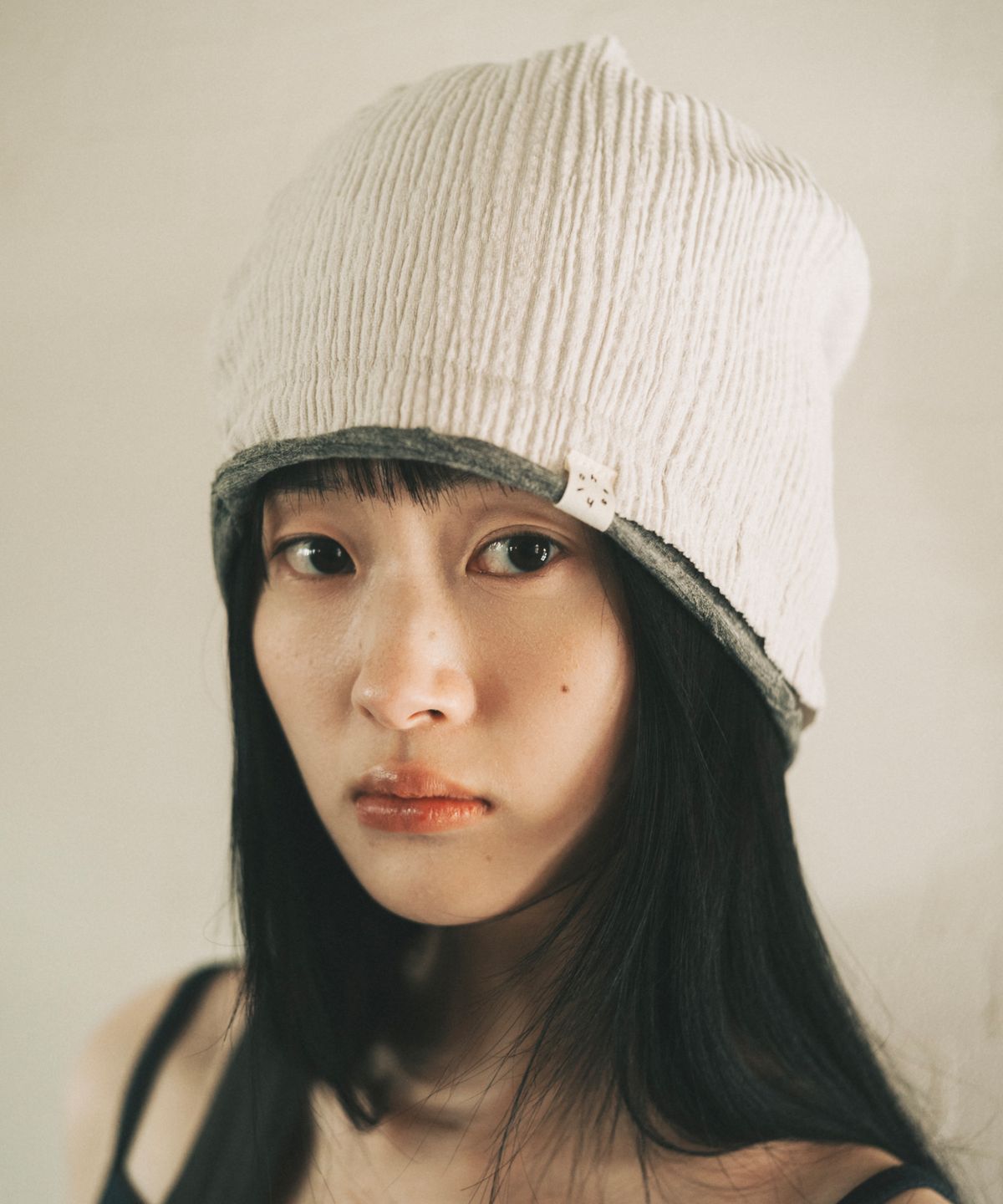 오헤시오(OHESHIO) REVERSIBLE LAYERED BEANIE, CREAM