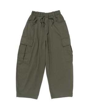 워시드 코튼 커브드 빅카고 팬츠 (카키)