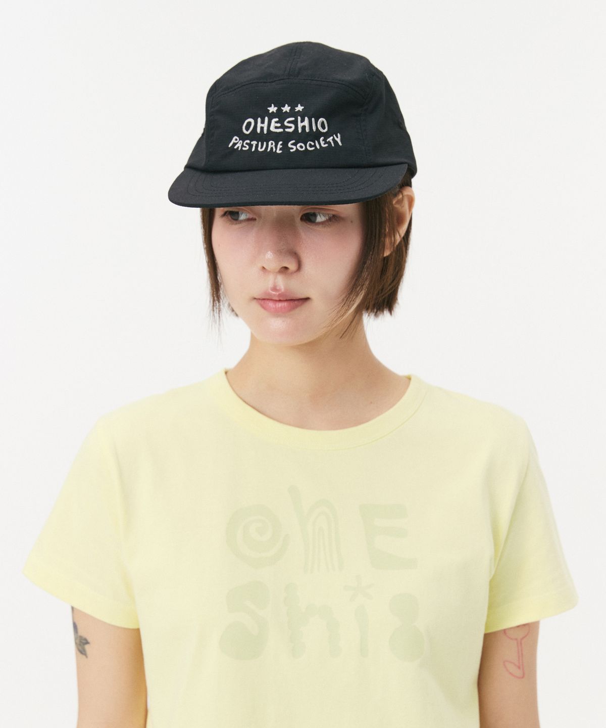 오헤시오(OHESHIO) SOCIETY LOGO NYLON CAMP CAP, BLACK