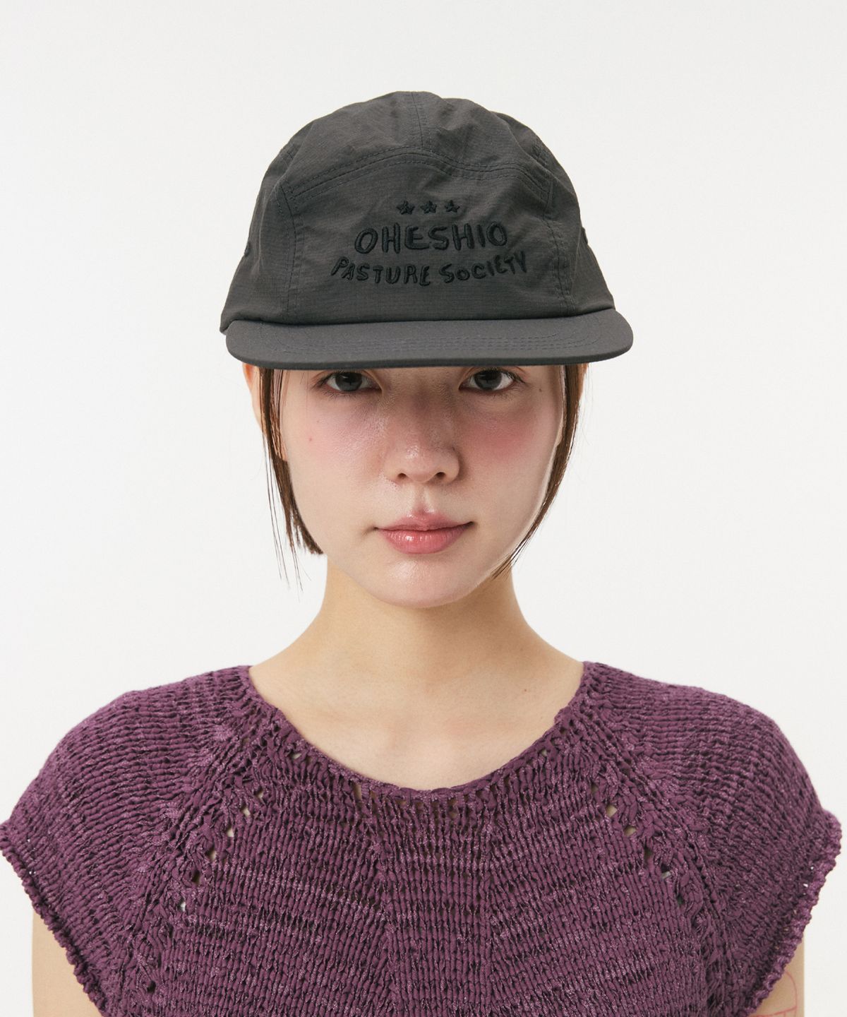 오헤시오(OHESHIO) SOCIETY LOGO NYLON CAMP CAP, CHARCOAL