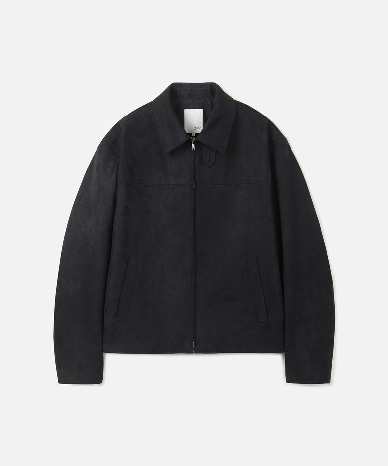 스웨이드 크롭 재킷 BLACK