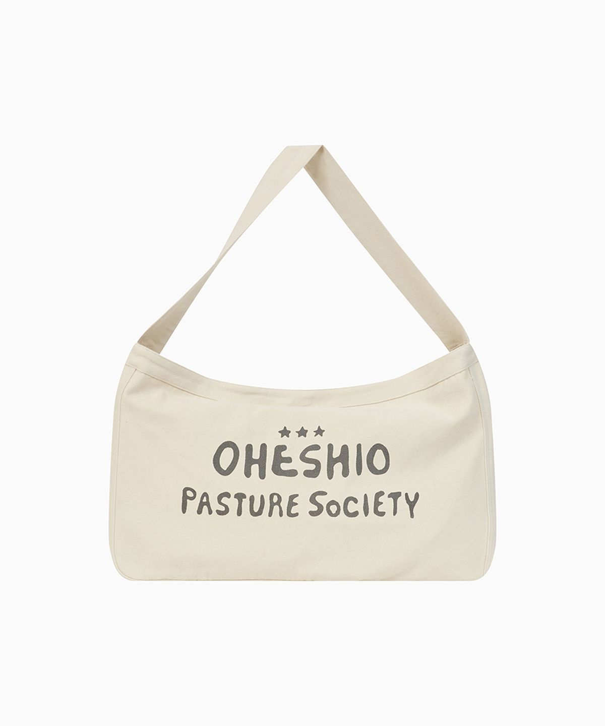 오헤시오(OHESHIO) VINTAGE COTTON LOGO MAIL BAG, CREAM