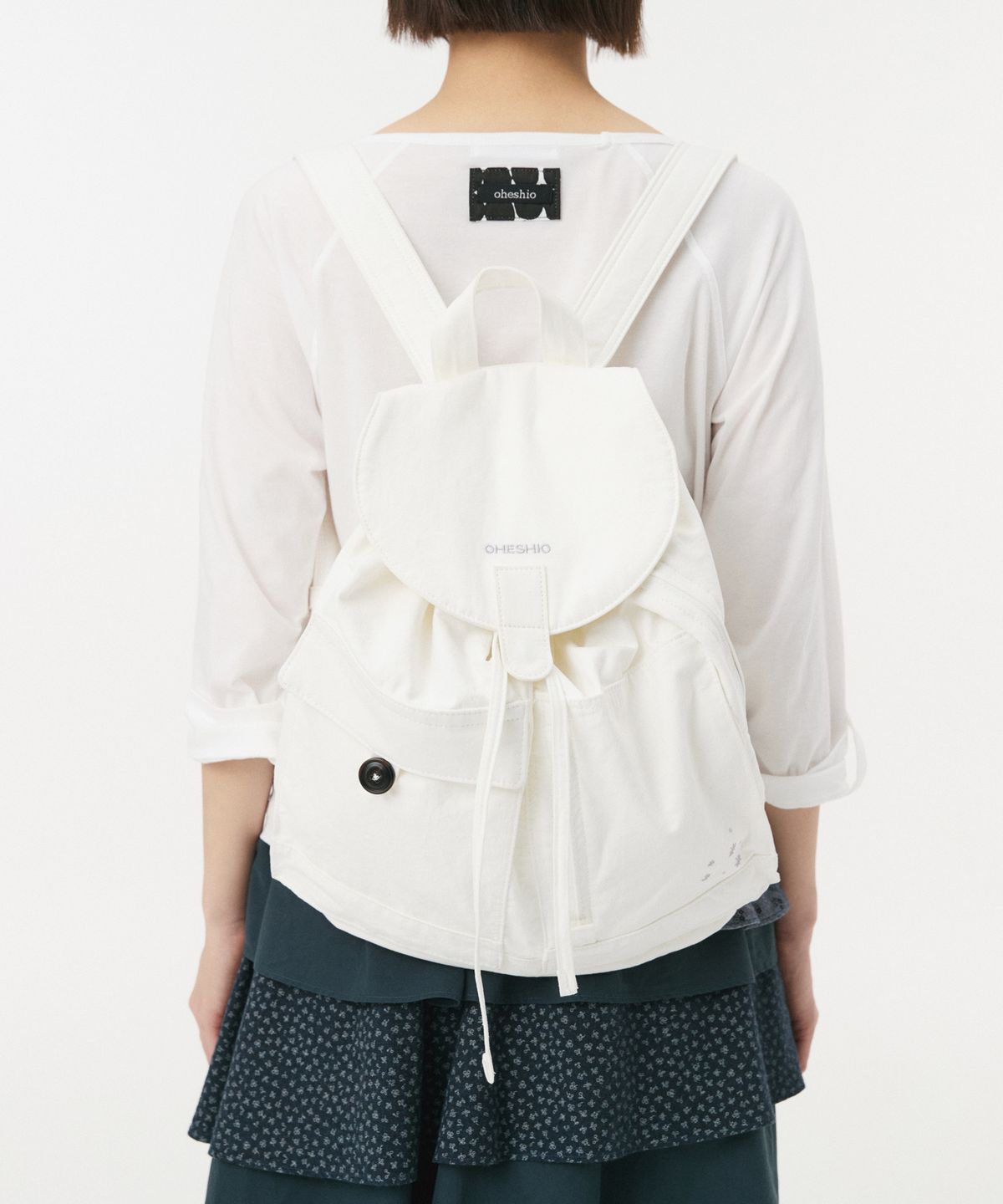 오헤시오(OHESHIO) DUAL POCKET BACKPACK, WHITE