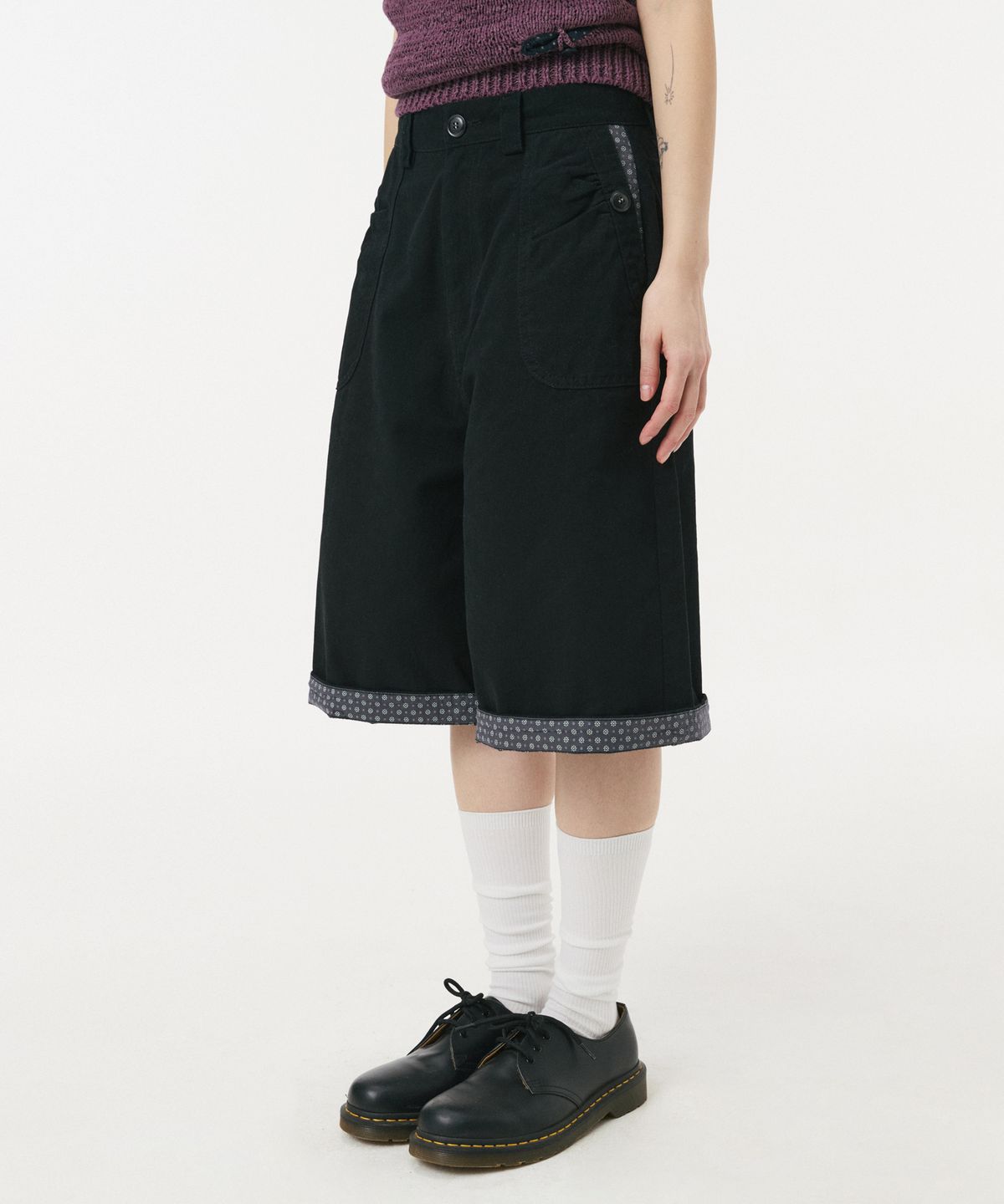 오헤시오(OHESHIO) SHIRRING POCKET BERMUDA PANTS, BLACK
